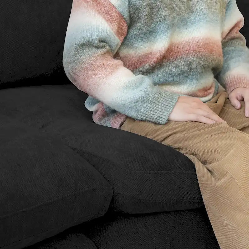 Modern Comfy Linen Sectional Sofa 3-Seater Down Filled Cloud Couch