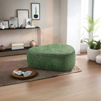 43 Rounded Triangle Upholstered Ottoman, Oversize Fabric Ottoman Footstool