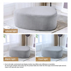 43 Rounded Triangle Upholstered Ottoman, Oversize Fabric Ottoman Footstool