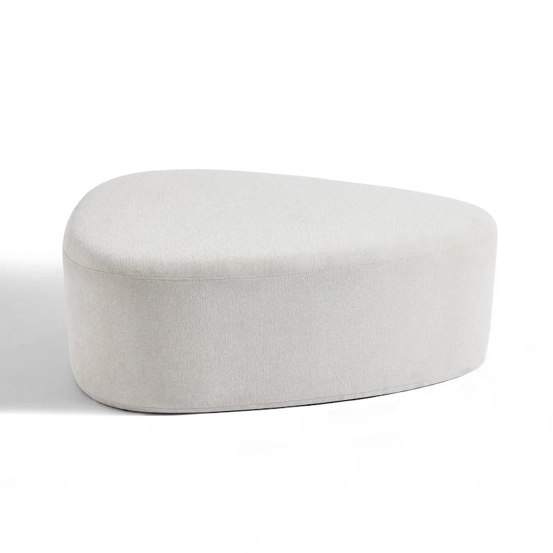 43 Rounded Triangle Upholstered Ottoman, Oversize Fabric Ottoman Footstool