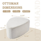 43 Rounded Triangle Upholstered Ottoman, Oversize Fabric Ottoman Footstool