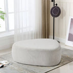 43 Rounded Triangle Upholstered Ottoman, Oversize Fabric Ottoman Footstool