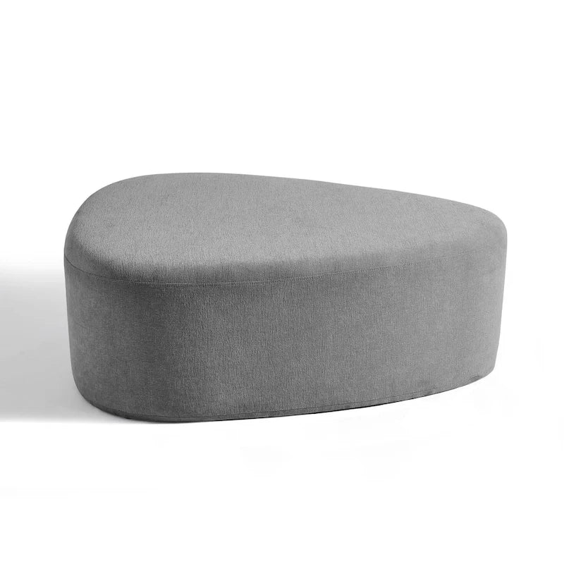 43 Rounded Triangle Upholstered Ottoman, Oversize Fabric Ottoman Footstool