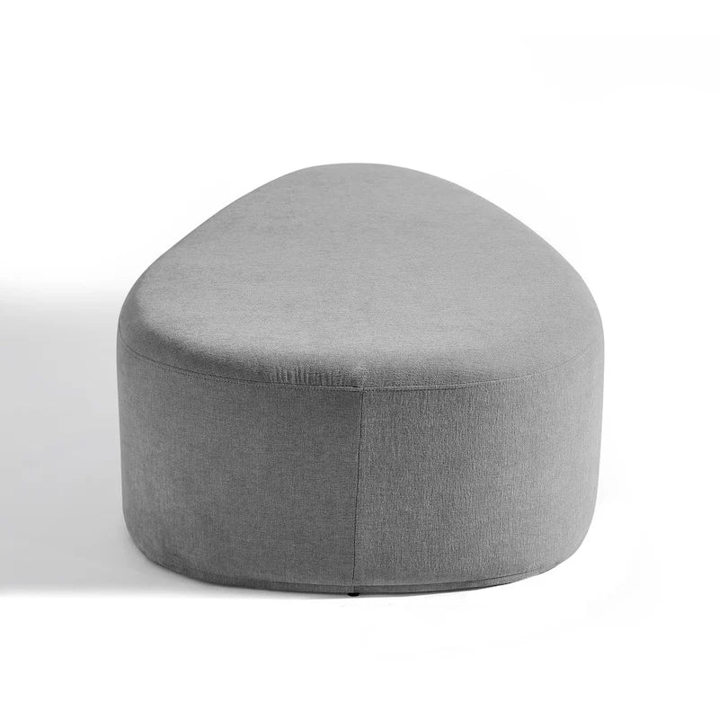 43 Rounded Triangle Upholstered Ottoman, Oversize Fabric Ottoman Footstool