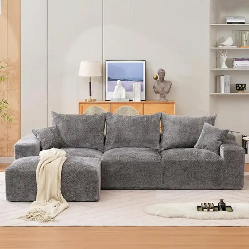 110 Oversized Modular Sectional Sofa, Modern L-Shaped Cloud Couch with Ottomans, Deep Seat Convertible Chenille Sofa