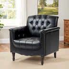 Tufted Vegan Leather Accent Chair Upholstered Armchair