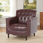 Tufted Vegan Leather Accent Chair Upholstered Armchair