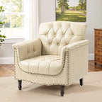 Tufted Vegan Leather Accent Chair Upholstered Armchair