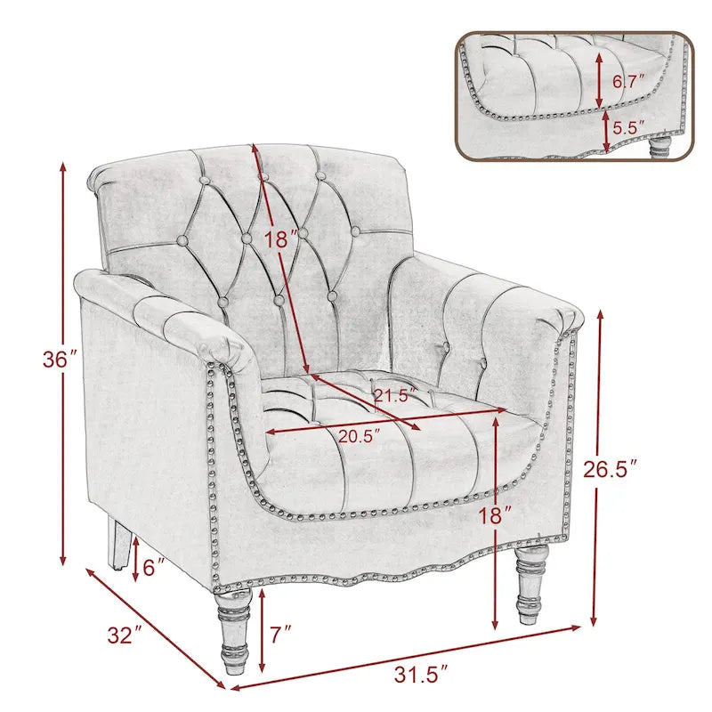 Tufted Vegan Leather Accent Chair Upholstered Armchair