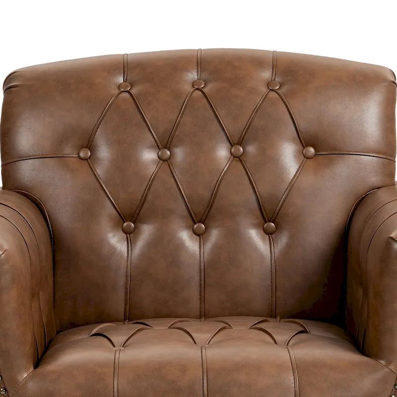 Tufted Vegan Leather Accent Chair Upholstered Armchair