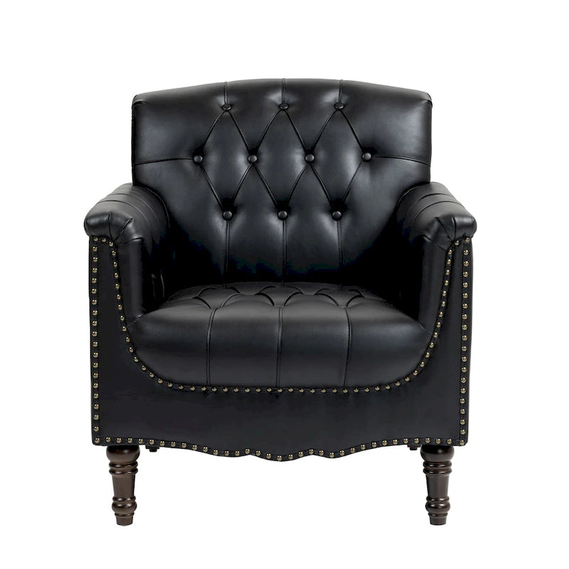 Tufted Vegan Leather Accent Chair Upholstered Armchair