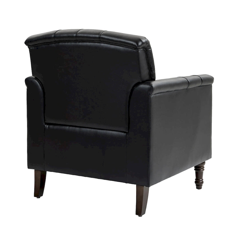 Tufted Vegan Leather Accent Chair Upholstered Armchair