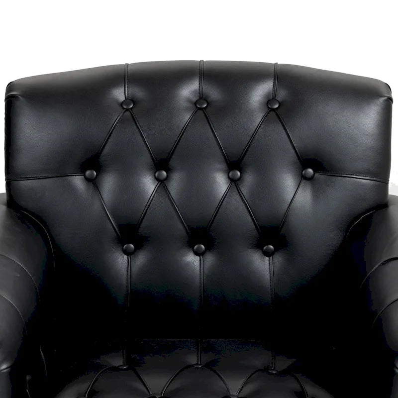 Tufted Vegan Leather Accent Chair Upholstered Armchair