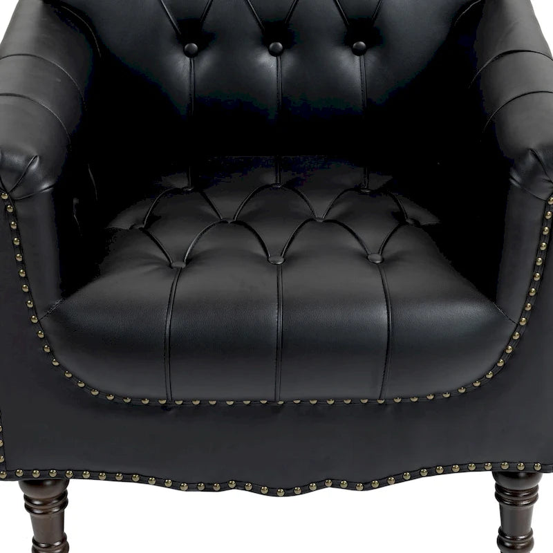 Tufted Vegan Leather Accent Chair Upholstered Armchair