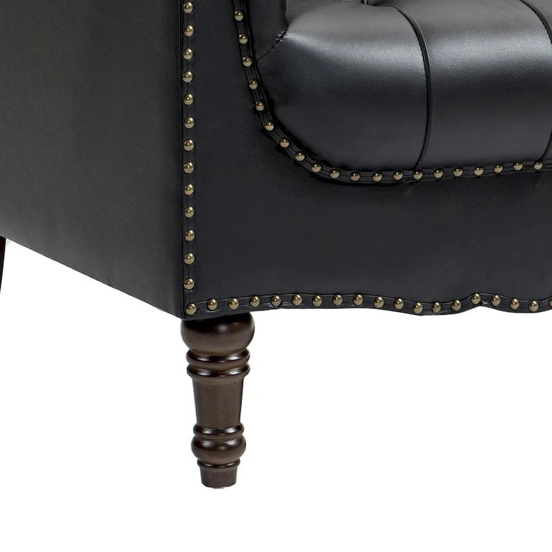 Tufted Vegan Leather Accent Chair Upholstered Armchair