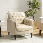 Tufted Vegan Leather Accent Chair Upholstered Armchair