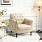 Tufted Vegan Leather Accent Chair Upholstered Armchair