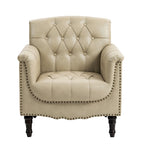 Tufted Vegan Leather Accent Chair Upholstered Armchair