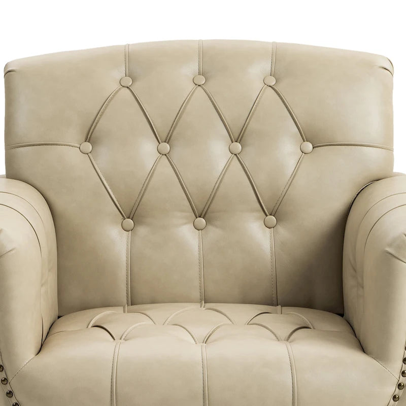 Tufted Vegan Leather Accent Chair Upholstered Armchair