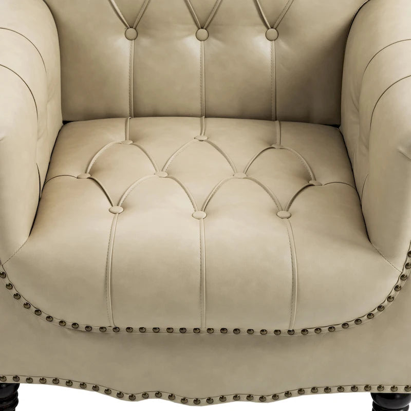 Tufted Vegan Leather Accent Chair Upholstered Armchair