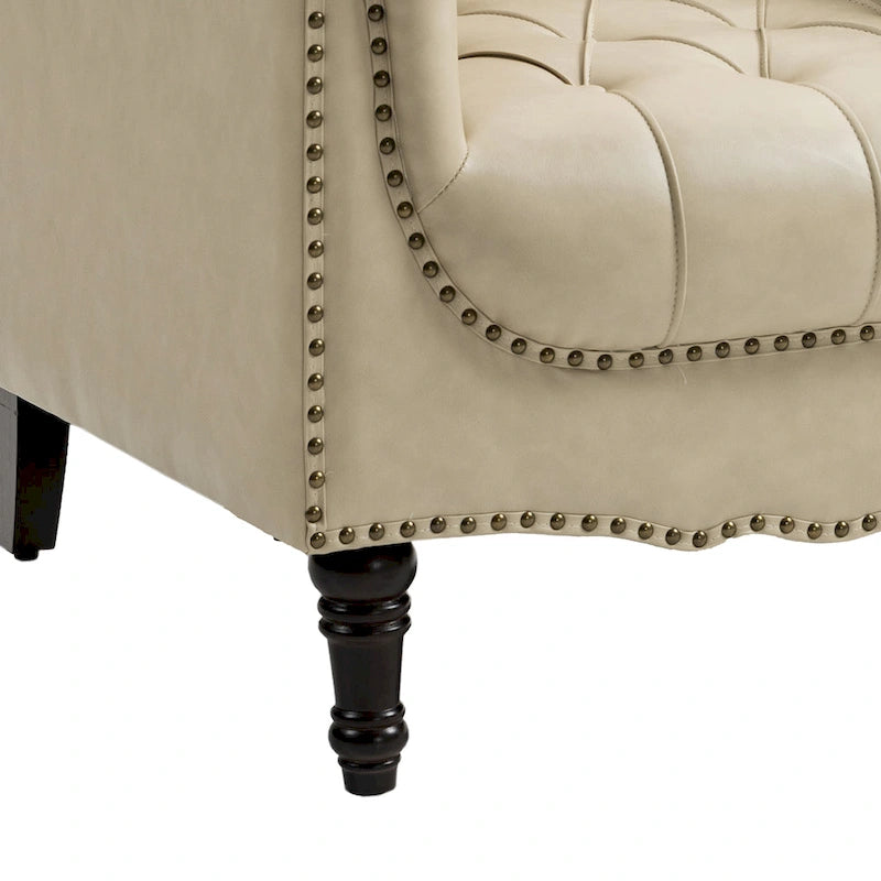 Tufted Vegan Leather Accent Chair Upholstered Armchair
