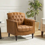 Tufted Vegan Leather Accent Chair Upholstered Armchair