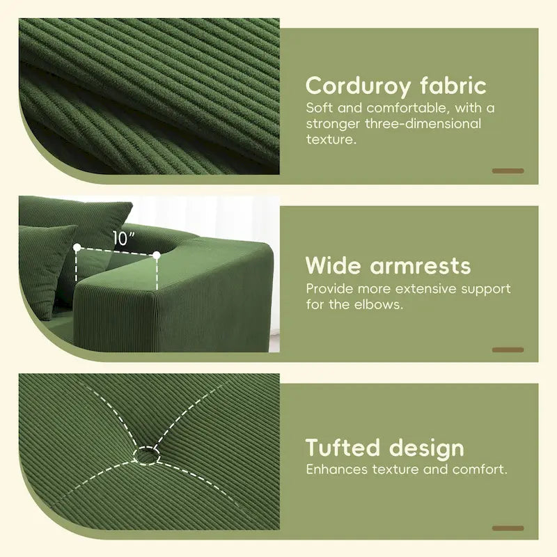 L Shaped Modular Cloud Sofa, Sectional Corduroy Couch