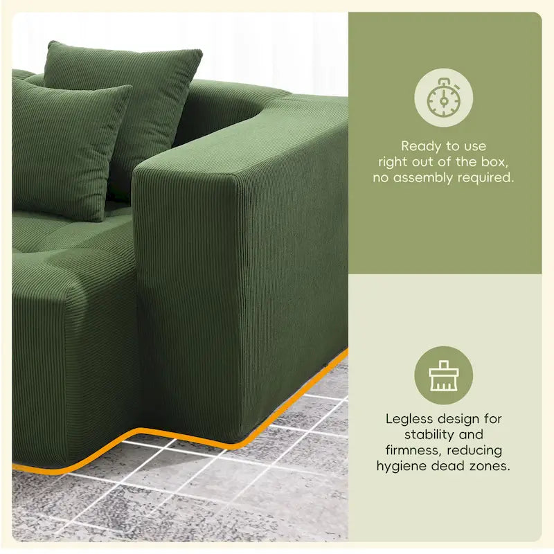 L Shaped Modular Cloud Sofa, Sectional Corduroy Couch