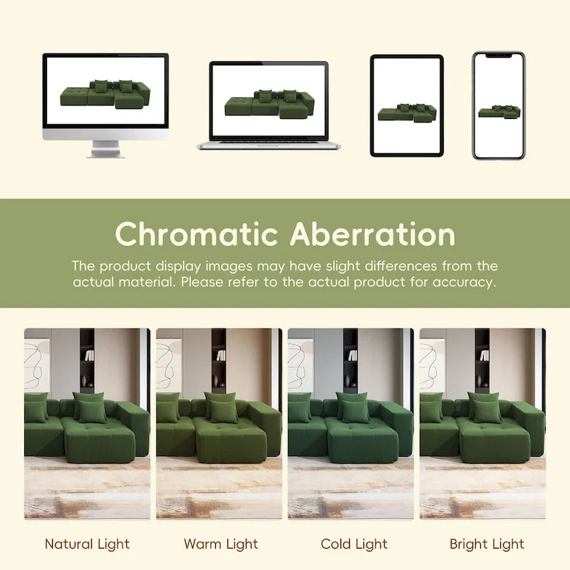 L Shaped Modular Cloud Sofa, Sectional Corduroy Couch