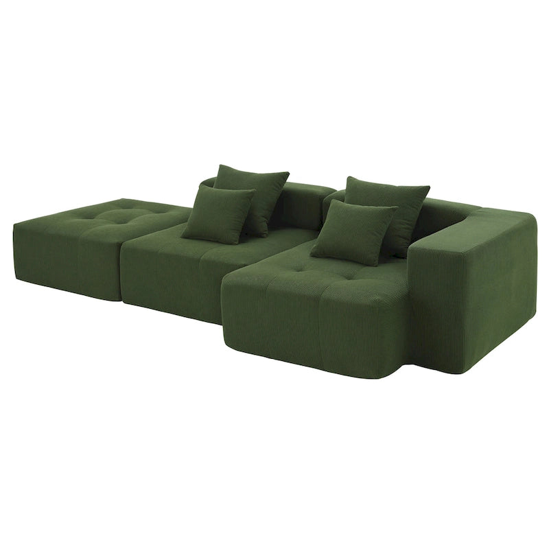 L Shaped Modular Cloud Sofa, Sectional Corduroy Couch