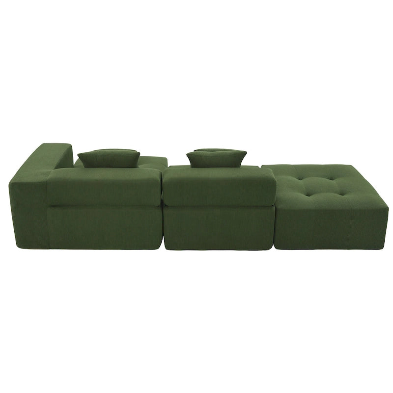 L Shaped Modular Cloud Sofa, Sectional Corduroy Couch