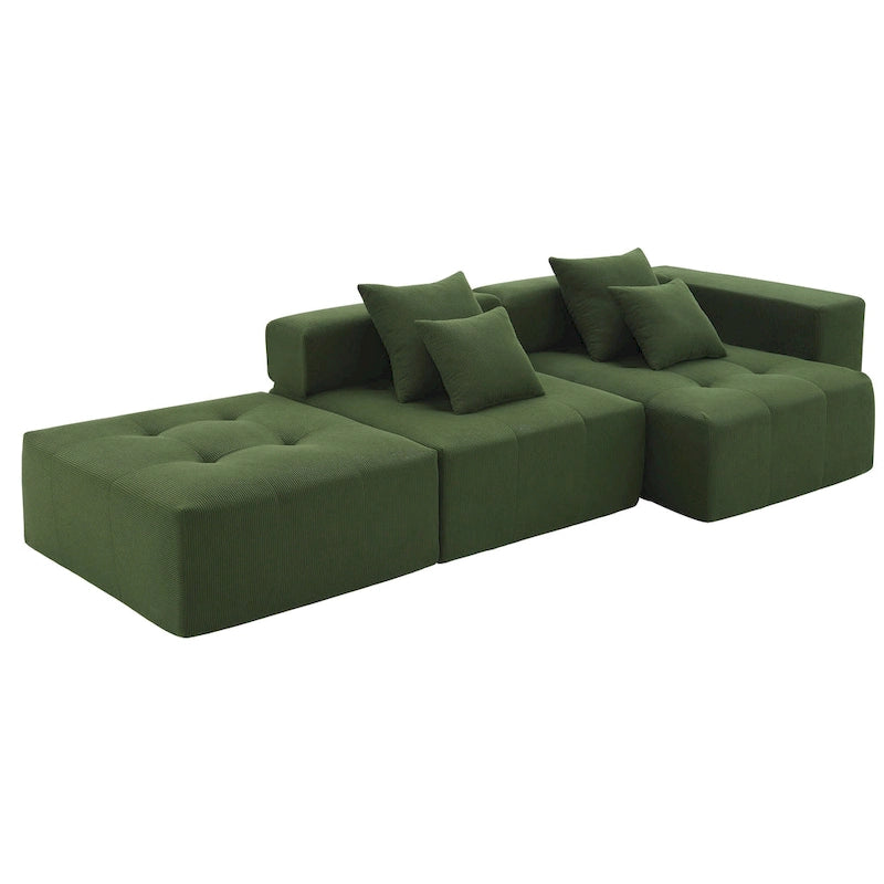 L Shaped Modular Cloud Sofa, Sectional Corduroy Couch