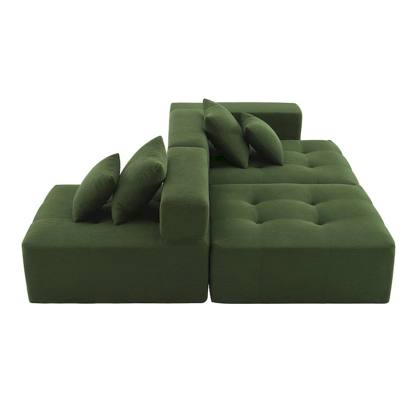 L Shaped Modular Cloud Sofa, Sectional Corduroy Couch