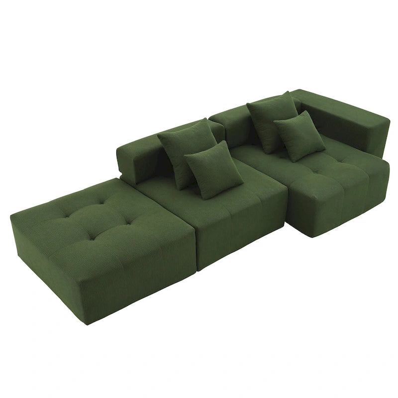 L Shaped Modular Cloud Sofa, Sectional Corduroy Couch