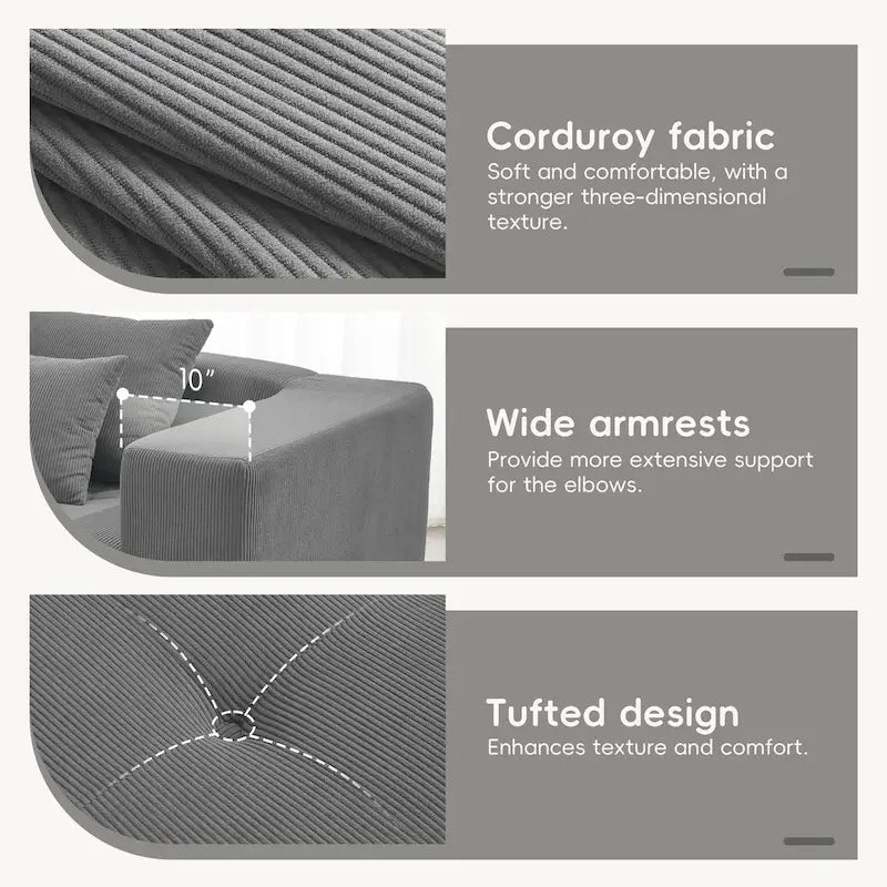 L Shaped Modular Cloud Sofa, Sectional Corduroy Couch