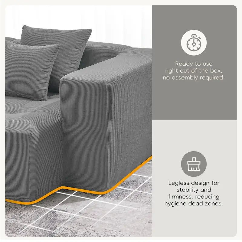 L Shaped Modular Cloud Sofa, Sectional Corduroy Couch
