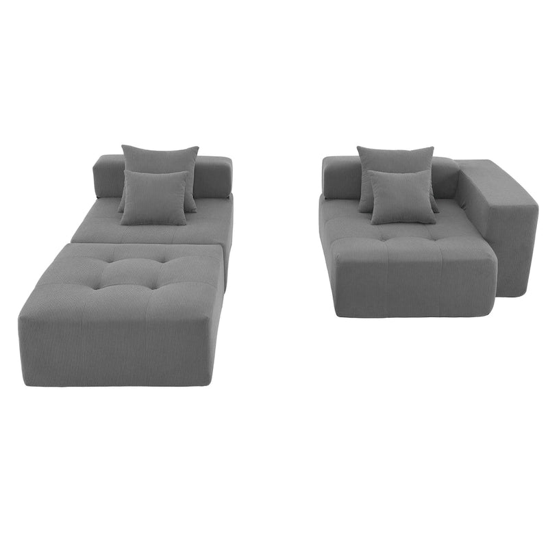 L Shaped Modular Cloud Sofa, Sectional Corduroy Couch