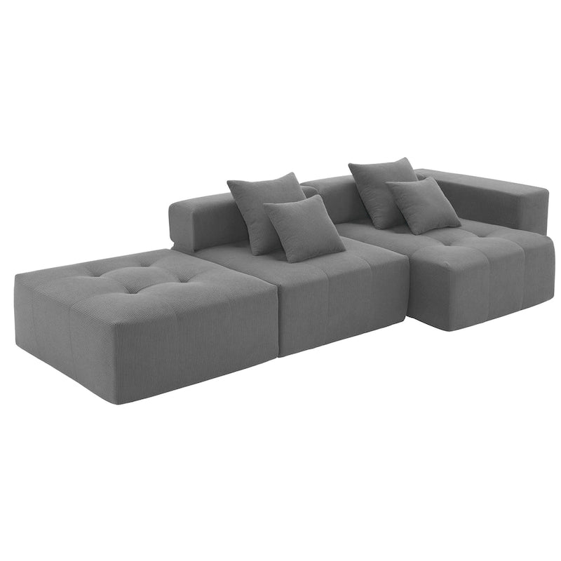 L Shaped Modular Cloud Sofa, Sectional Corduroy Couch
