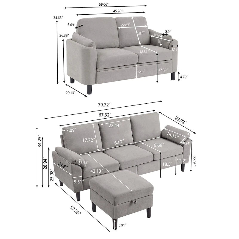 3 Piece Living Room Sets
