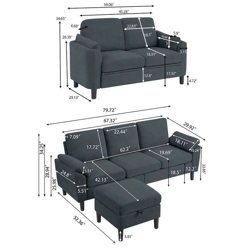 3 Piece Living Room Sets
