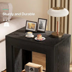 Wood End Table with Storage, Walnut Nightstands for Living Room, Bedroom
