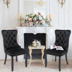 Solid Wood Velvet Upholstered Dining Chair Set of 4