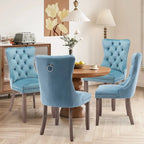 Solid Wood Velvet Upholstered Dining Chair Set of 4