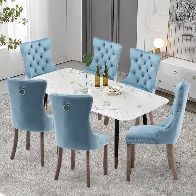 Solid Wood Velvet Upholstered Dining Chair Set of 4