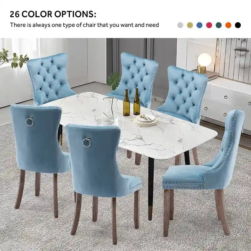 Solid Wood Velvet Upholstered Dining Chair Set of 4
