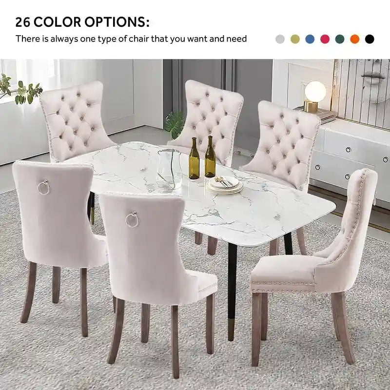 Solid Wood Velvet Upholstered Dining Chair Set of 4