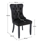 Solid Wood Velvet Upholstered Dining Chair Set of 4