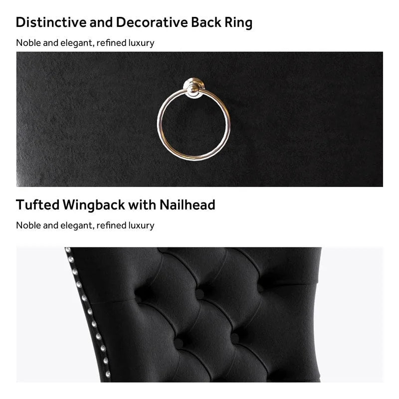 Solid Wood Velvet Upholstered Dining Chair Set of 4