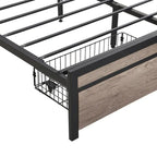 Full Size Metal Platform Bed with Drawers and Storage Headboard