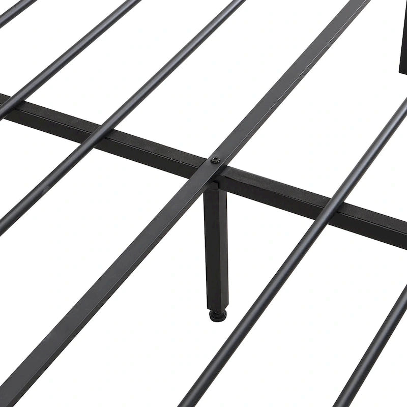 Full Size Metal Platform Bed with Drawers and Storage Headboard